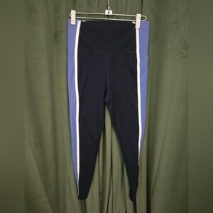 Danskin Black Leggings with Periwinkle Side Panels and White Trim